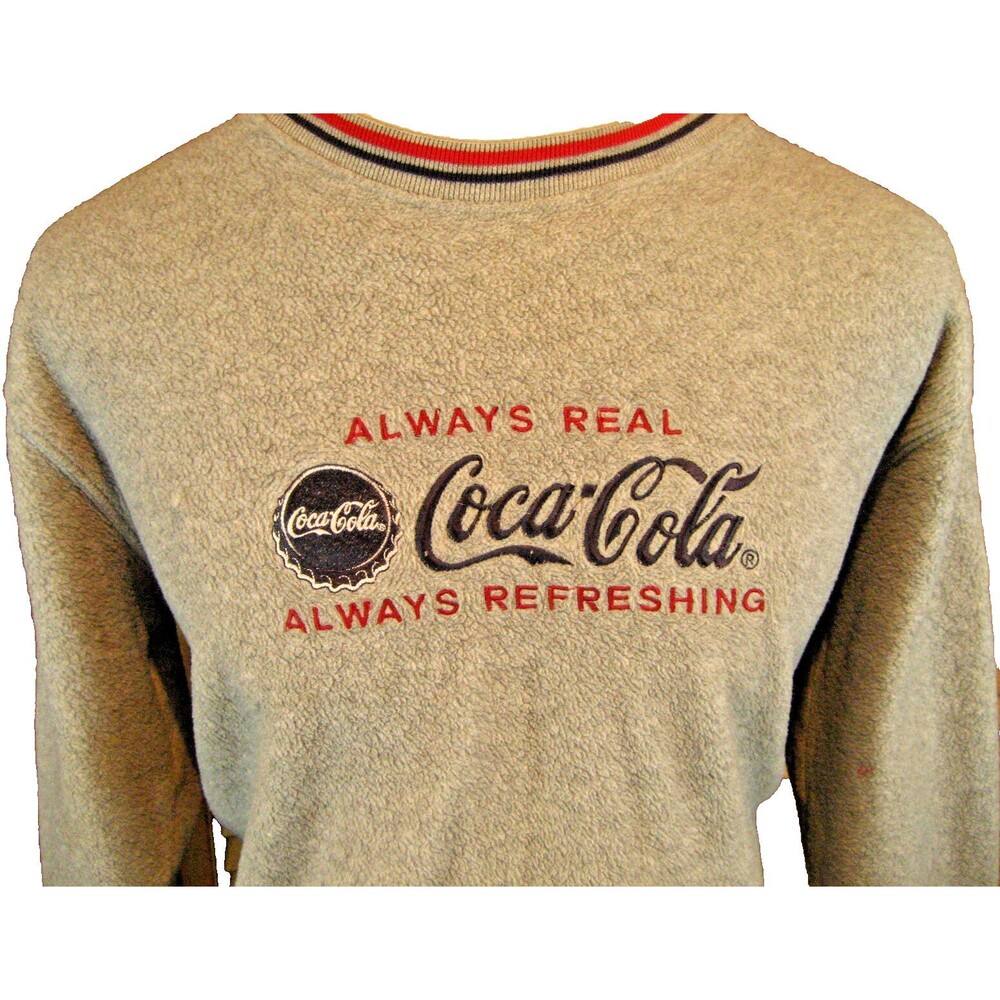Mens Coca Cola Gray Fleece LS Sweatshirt w Coke Logo sz M